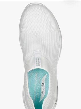 Skechers Women’s Slip-On Sneaker in White with Teal Insole